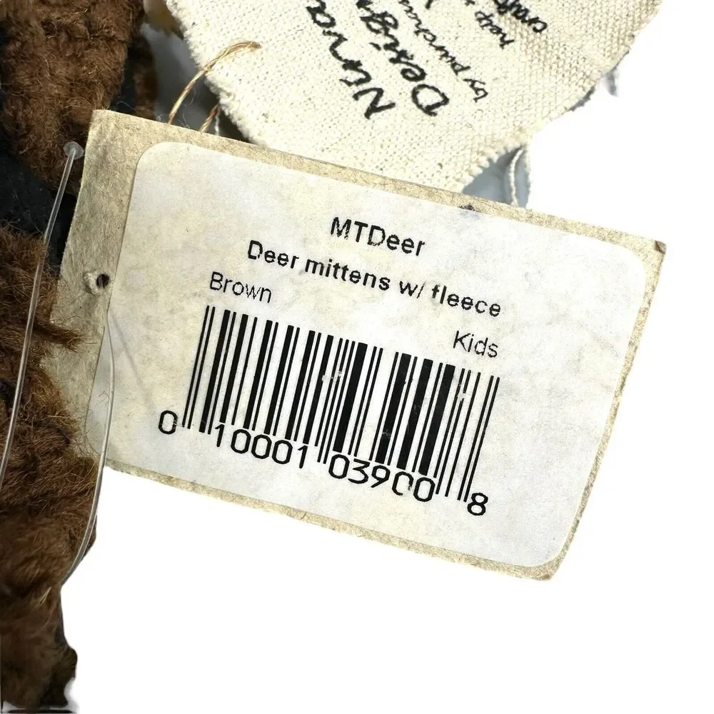 Kids Wool Knit Mittens Fleece Lining Deer Nirvanna Design Hand Made Nepal M/L